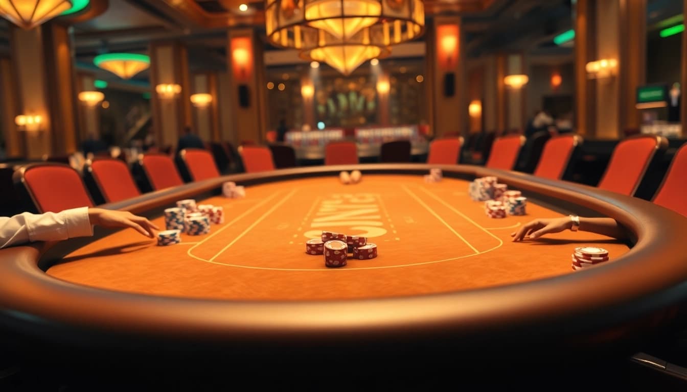 Players enjoying a thrilling game of Tài xỉu md5 at an elegant casino table.