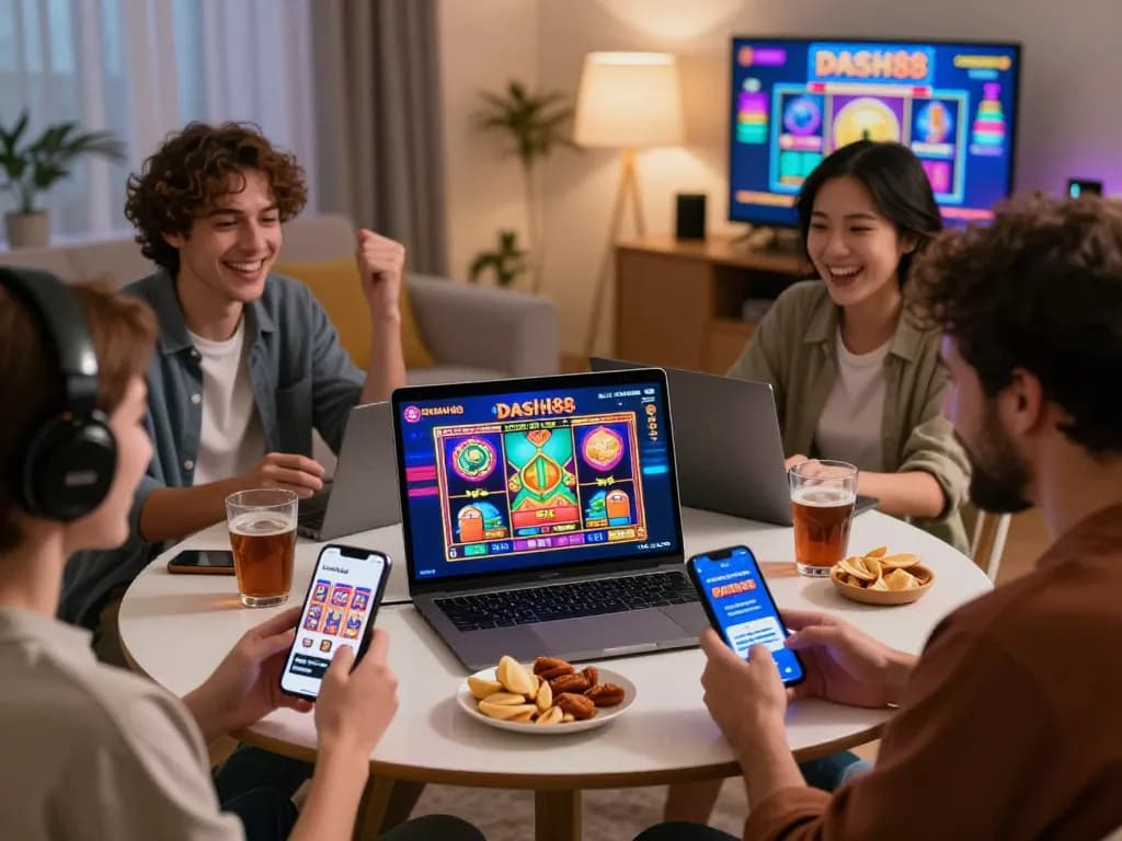 Players enjoying exciting games on Dash88 with vibrant graphics and social atmosphere.