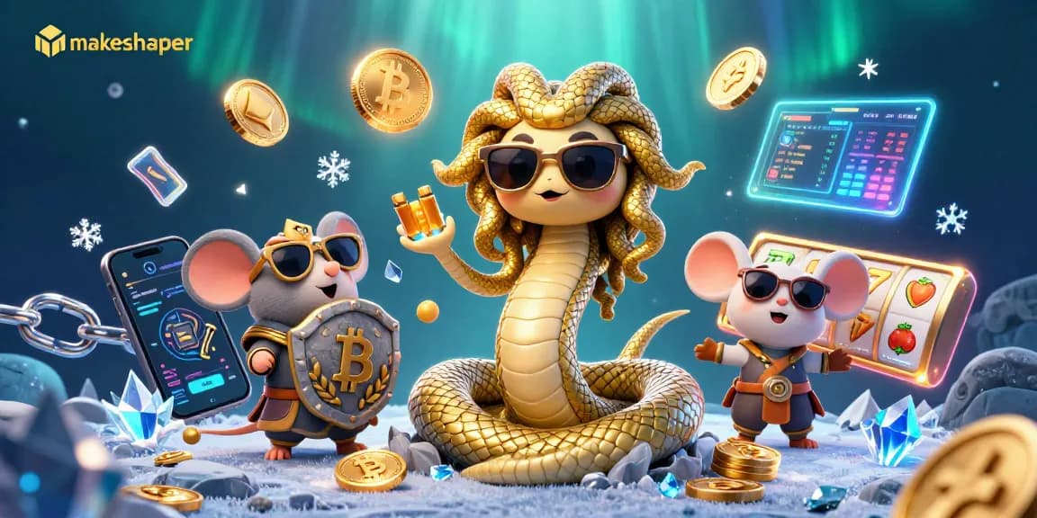 Win big with makeshaper in a vibrant 3D casino scene featuring dynamic characters and slots.