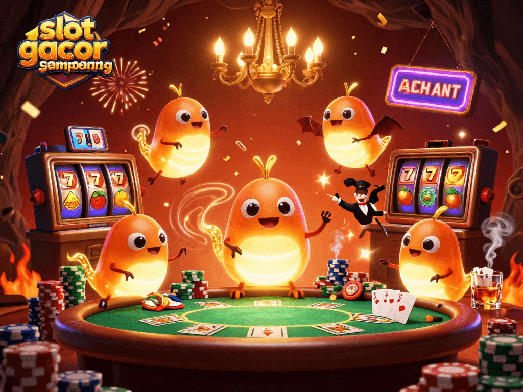 Experience excitement at slot gacor gampang menang with colorful casino elements and lively characters.