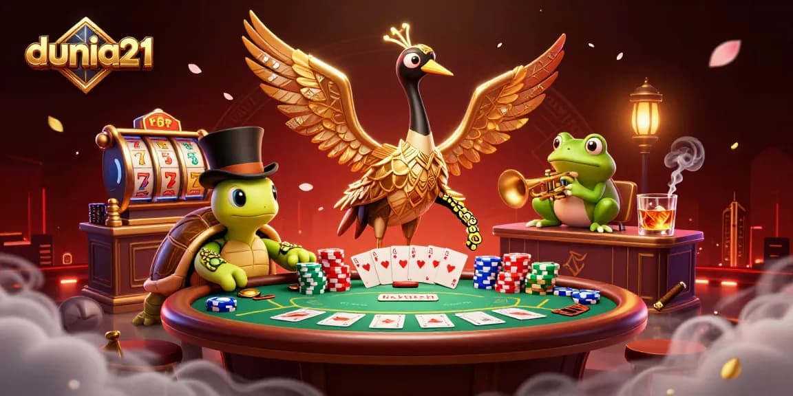 dunia21 showcases animated gambling scene with vibrant characters and casino elements