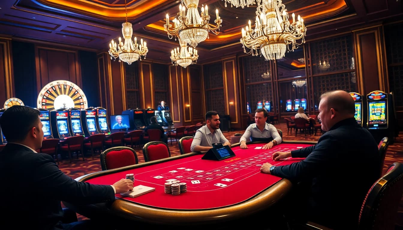 Engaging in an exciting game at kuwin casino with vibrant poker chips and roulette.