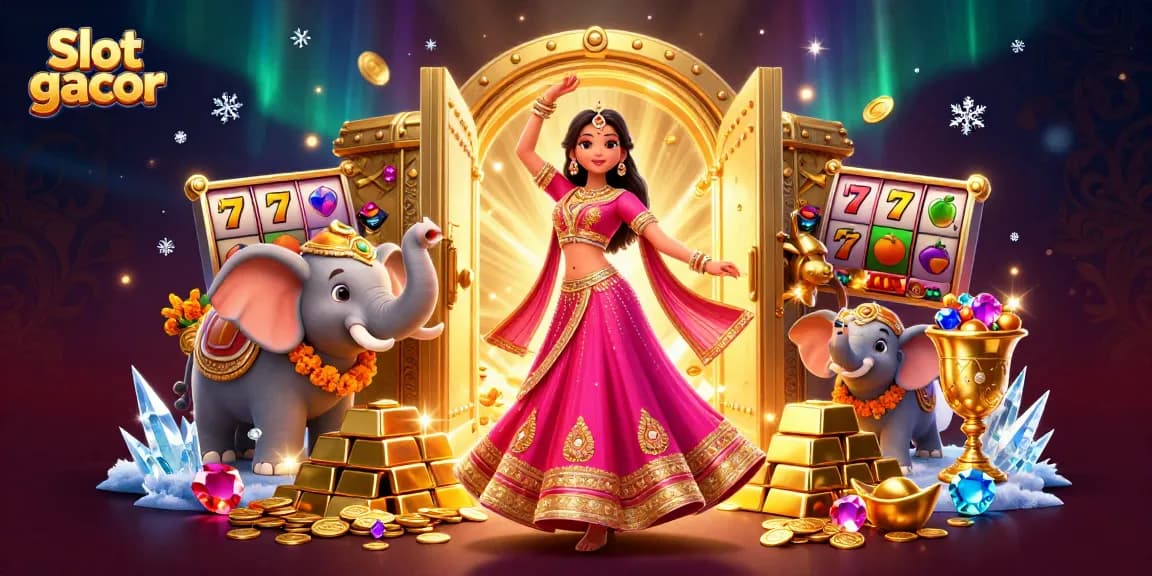 Engage in thrilling Slot gacor action with a vibrant scene showcasing jackpot symbols and sparkling treasures.