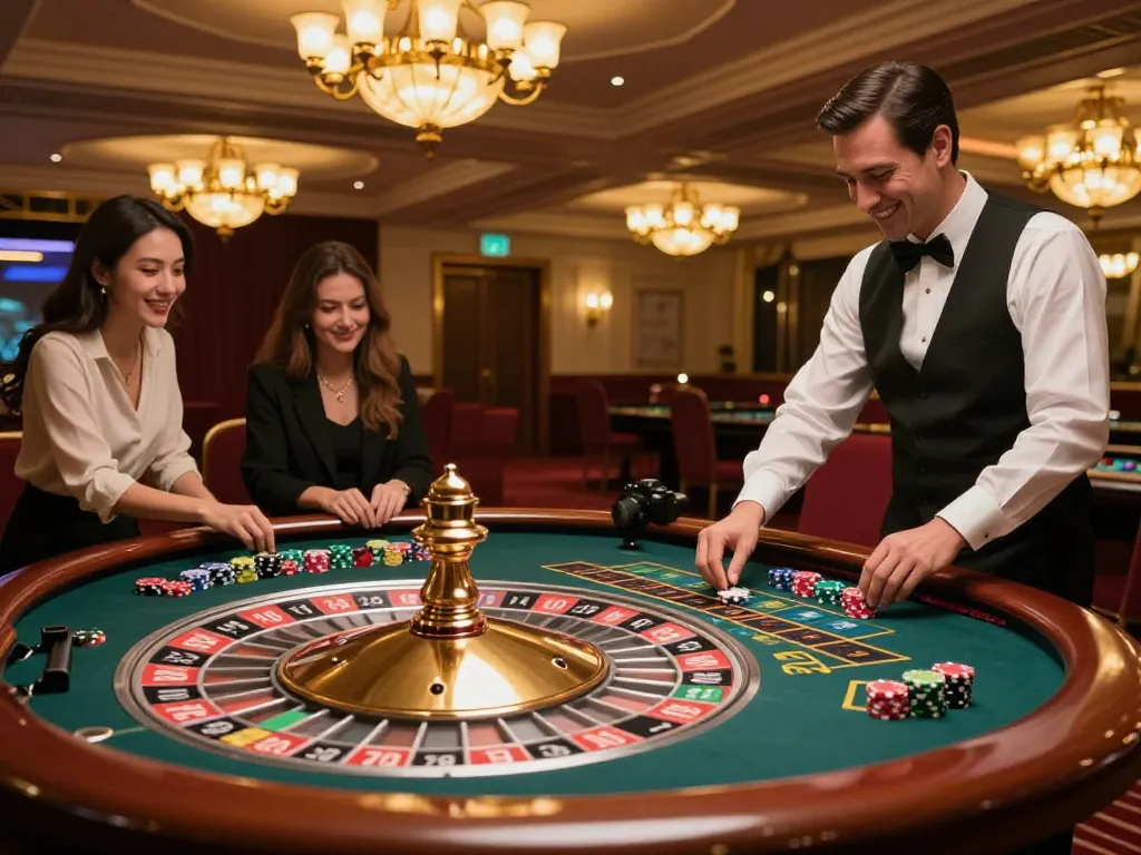 Rasakan sensasi bermain ombak77 di meja roulette kelas atas dengan chip berwarna-warni dan roda berputar.