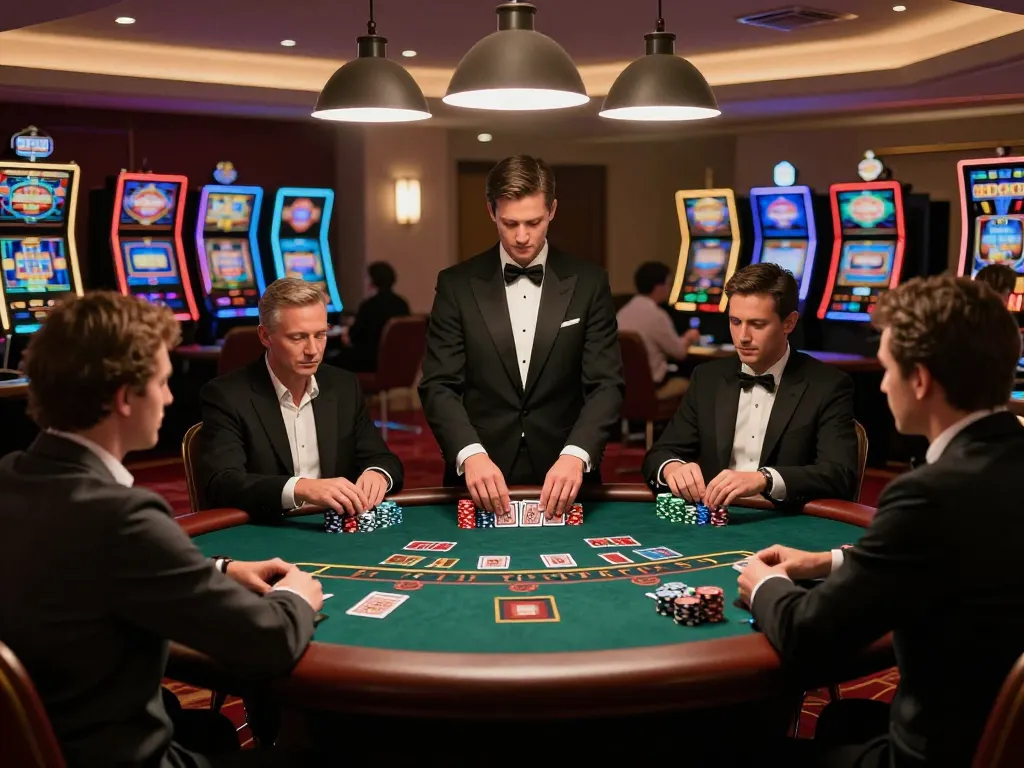 SC88 blackjack table scene with players and dealer focused on gameplay strategy.