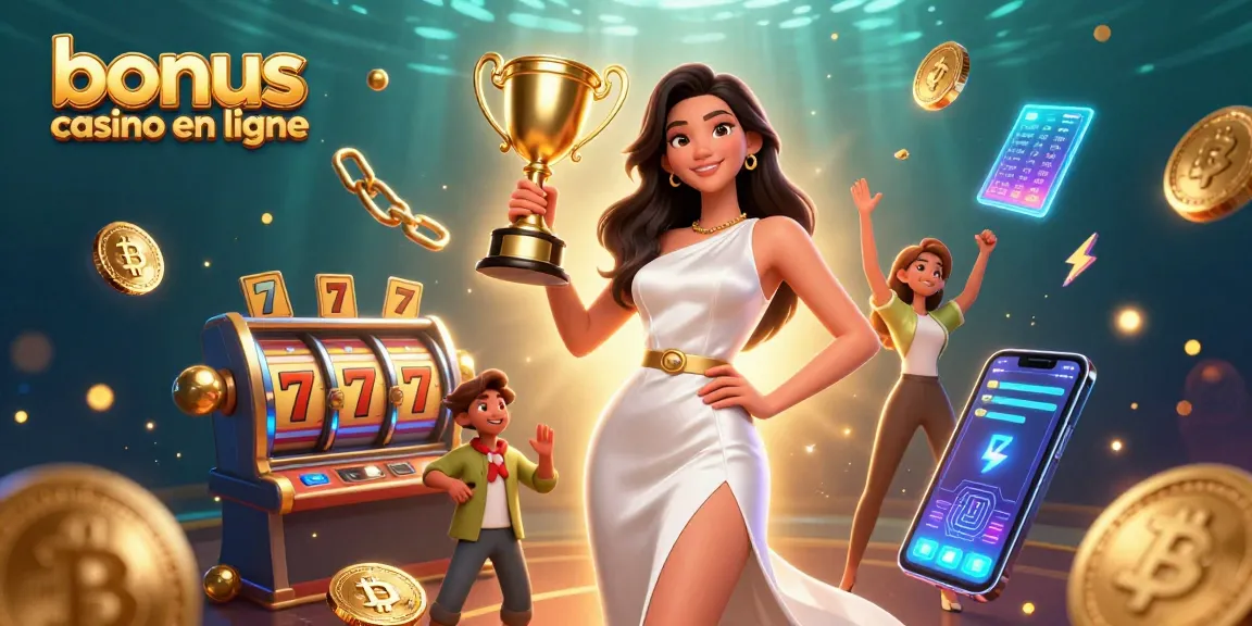 Engagez-vous avec des stratégies gagnantes et des bonus de casino en ligne dans une scène 3D captivante mettant en avant des éléments de casino.