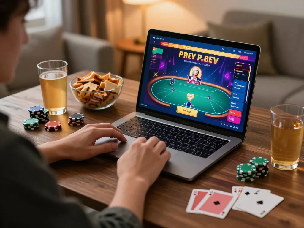 F8BET player engaging in online poker gaming with vibrant interface and strategic atmosphere.