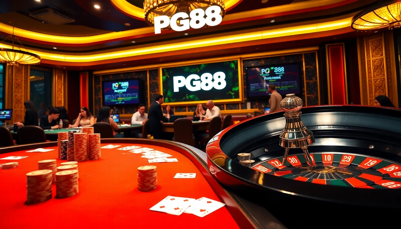 Players enjoying a vibrant poker game at PG88 casino, showcasing rich colors and excitement.