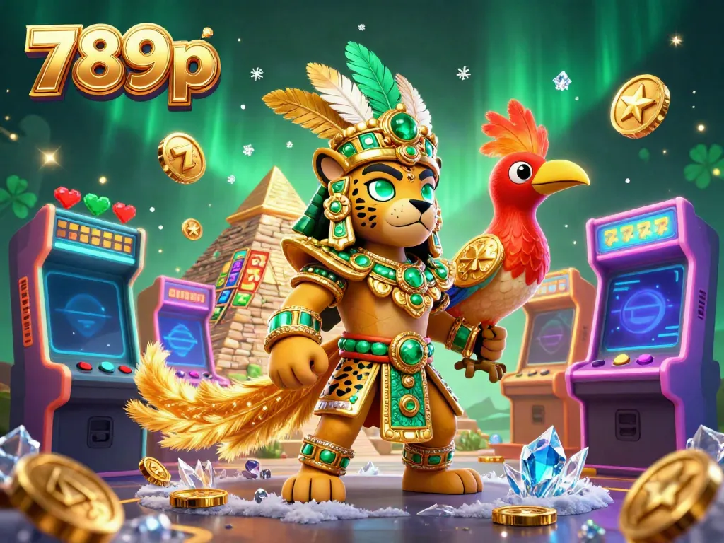 Experience the thrilling world of 789p with an illustrated Mayan casino scene featuring slot reels and vibrant game elements.