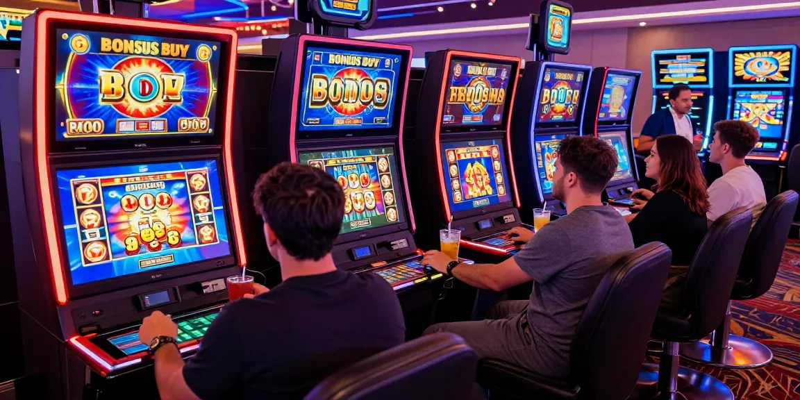 Players enjoying Bonus Buy slots at https://bbsfieldguide.org.uk/ casino, immersed in vibrant graphics and social atmosphere.