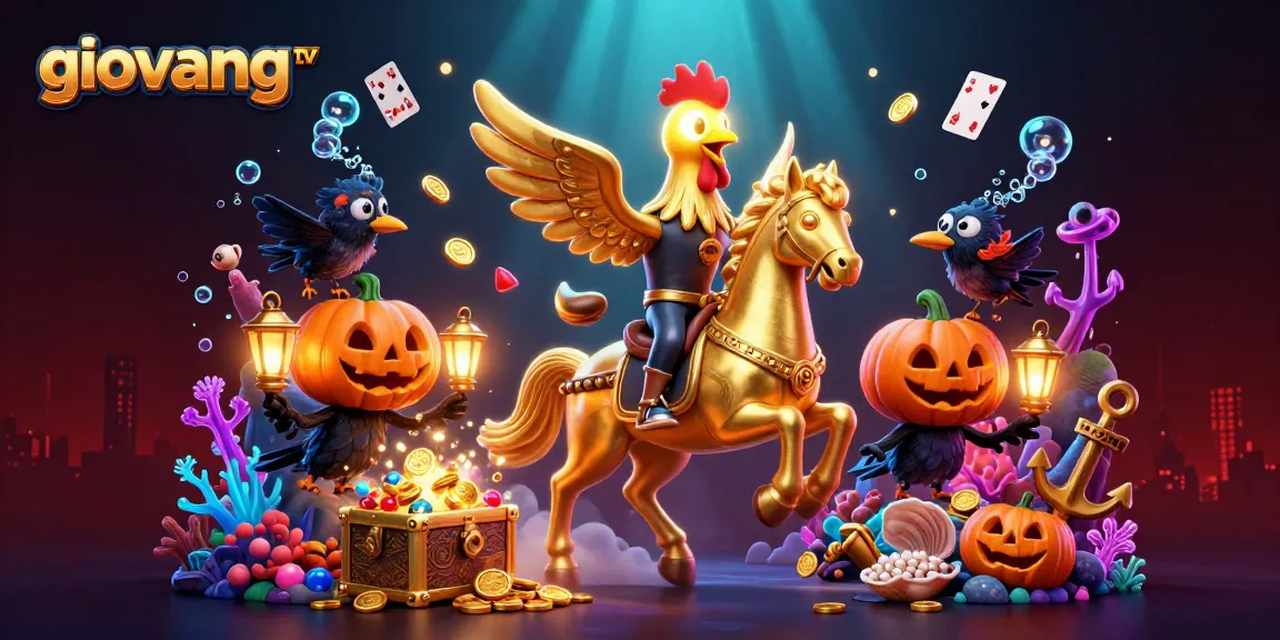 Experience giovang tv's vibrant livestreams with dynamic casino elements and lively cartoon characters.