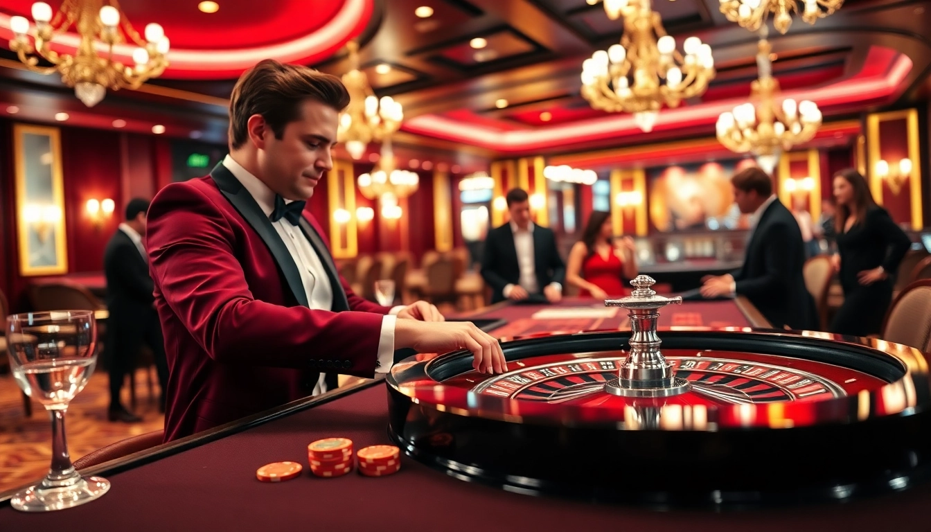 Engage in a thrilling Live Casino experience with a stylish dealer and vibrant atmosphere.