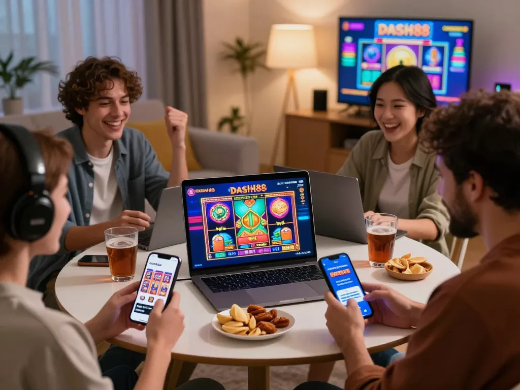 Players enjoying exciting games on Dash88 with vibrant graphics and social atmosphere.
