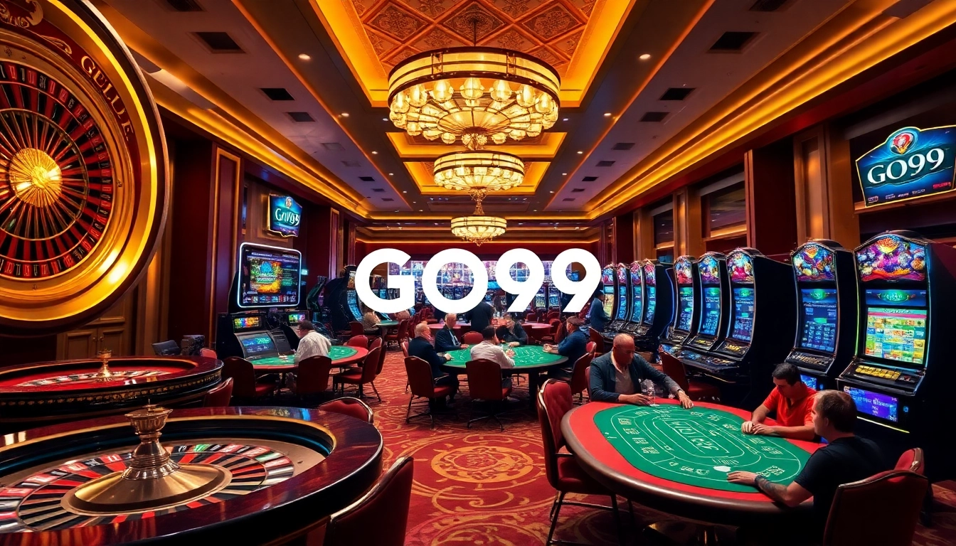 Players engaged at GO99 casino tables, exuding luxury and excitement in gaming.