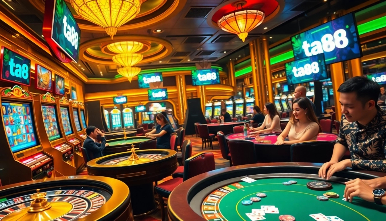 Experience thrilling online gambling at TA88 link with vibrant slot machines and poker tables.