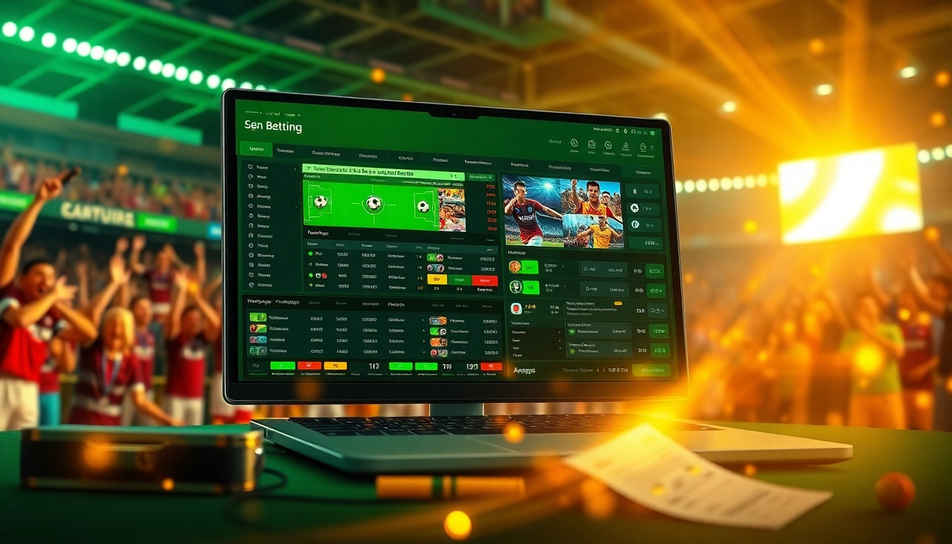 Agen Judi Bola betting interface featuring live soccer scores and vibrant visuals for an engaging user experience.