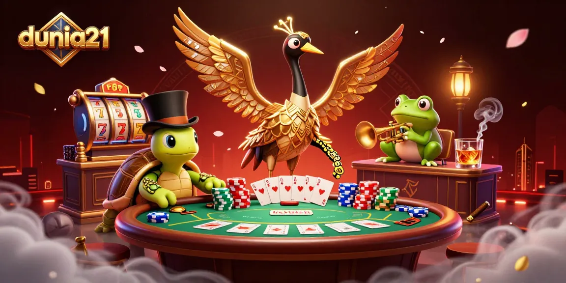 dunia21 showcases animated gambling scene with vibrant characters and casino elements