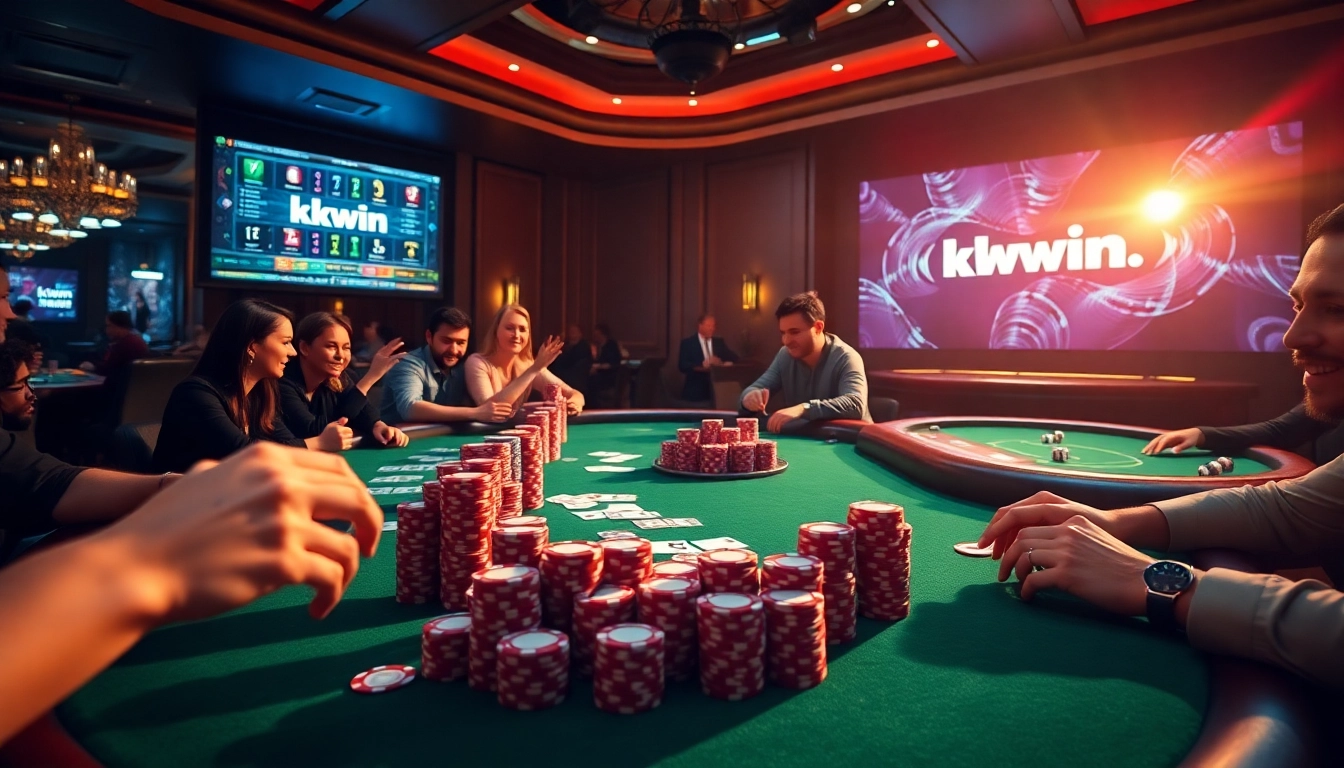 Players engaging in high-stakes poker at kkwin.black with vibrant chips and cards.