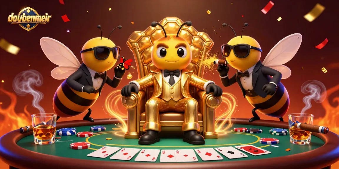 Engage in high-stakes gambling with dovbenmeir's vibrant poker scene featuring a bumblebee mob boss and colorful chips.