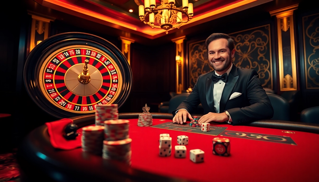 Exciting casino gameplay featuring luxurious elements of trang chủ 789Win with poker chips and roulette.