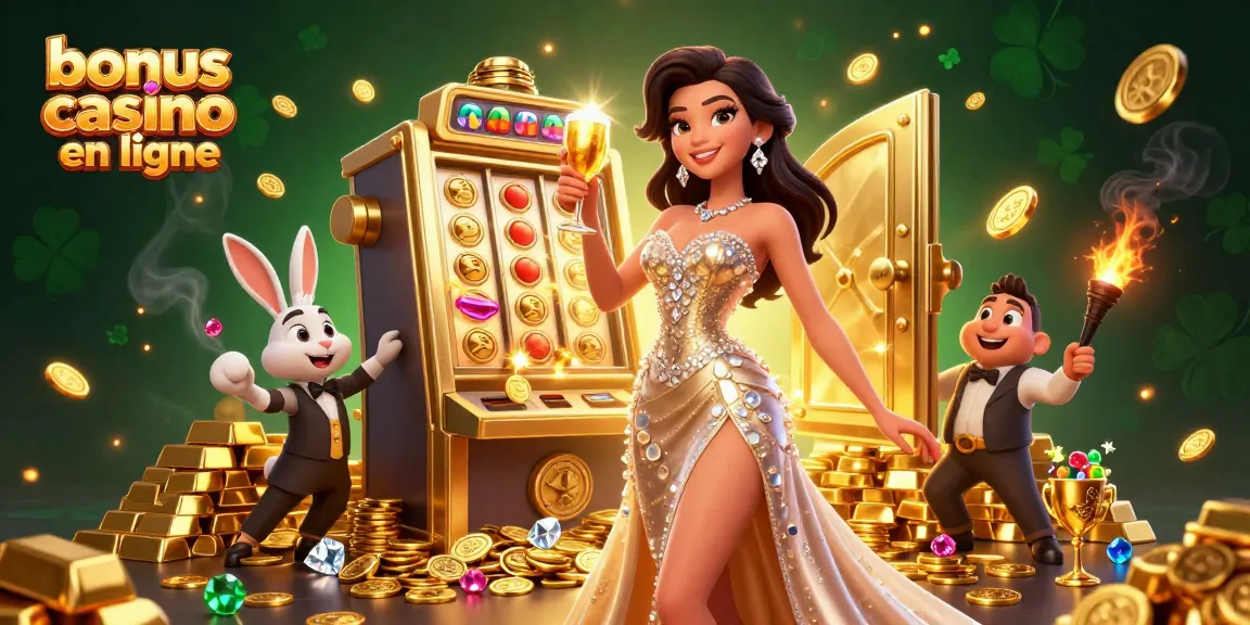 Célébrez vos grandes victoires avec un jackpot extravagant et un toast doré au bonus casino en ligne.