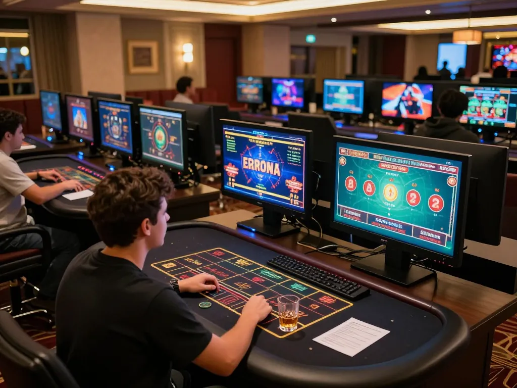TT88 online casino setup with a focused player engaged in live dealer games, showcasing strategic betting.