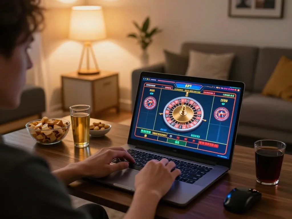 Engaging in online USA casinos gameplay with vibrant roulette interface displayed