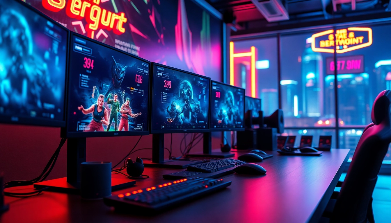 Engaging esports betting Malaysia experience with vibrant gaming setup and dynamic visuals.