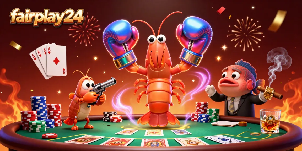 Experience thrilling poker action with fairplay24 in this vibrant 3D casino scene.