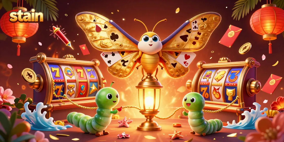 Play vibrant slots with stain-themed characters in a colorful casino scene.