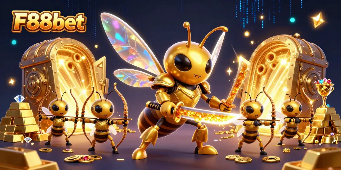 Experience thrilling gaming adventures with F88bet in this vibrant 3D casino illustration.