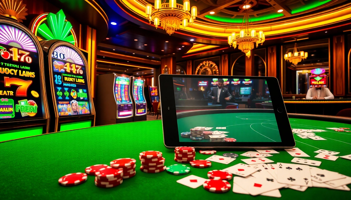 Engaging casino scene illustrating the vibrant atmosphere of https://l444.art/ featuring slot machines and live dealer tables.