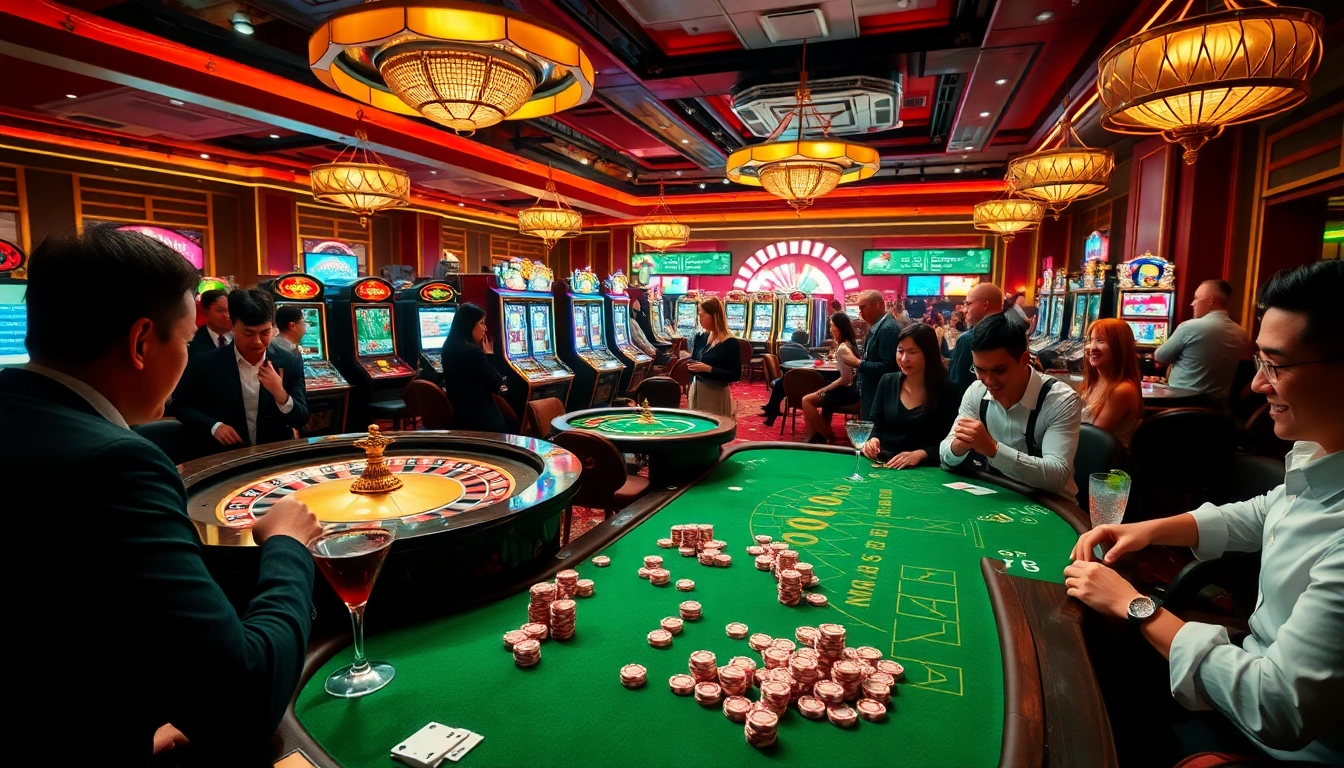Gambling excitement with players at https://nk88zz.bio/ enjoying vibrant casino games