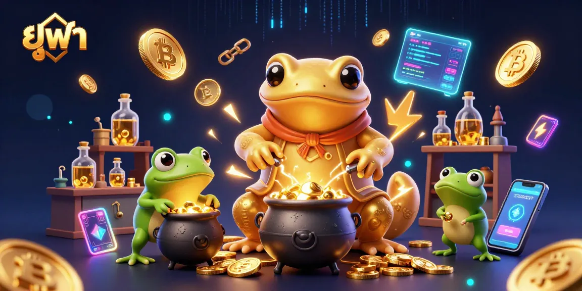 Experience the excitement of ยูฟ่า as the alchemist turns base metals into gold coins, amidst dynamic crypto elements.