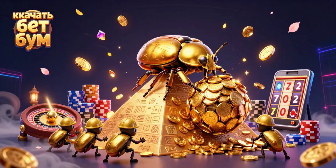 Experience the excitement of betting with скачать бет бум showcased by golden coins, dynamic gaming symbols, and a vibrant scene.