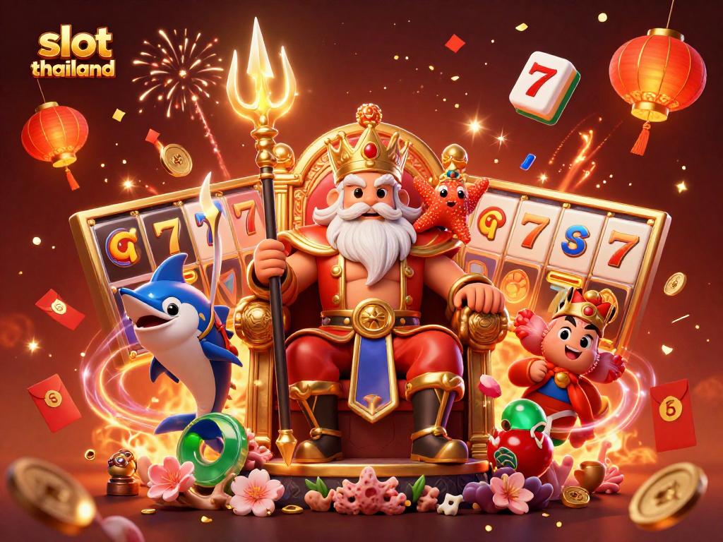 Experience thrilling slot thailand adventures with Neptune and festive casino elements.