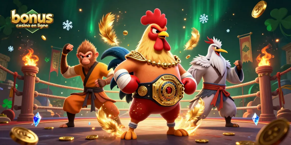 Engage with bonus casino en ligne through a vibrant 3D illustration of dynamic characters, coins, and gaming elements.