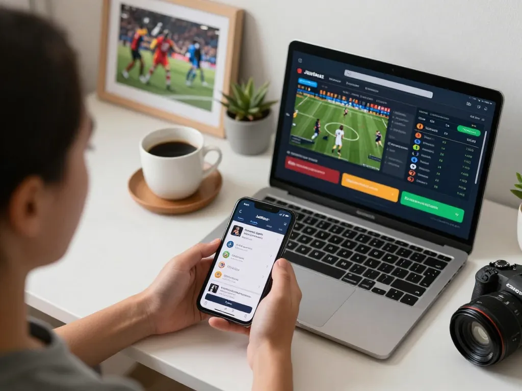 Engaging sports betting moment with Jeetbuzz app on smartphone, showcasing live betting excitement