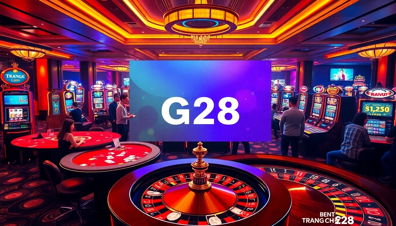 Experience the excitement of Trang chủ G28 with vibrant casino tables and engaging online gambling visuals.