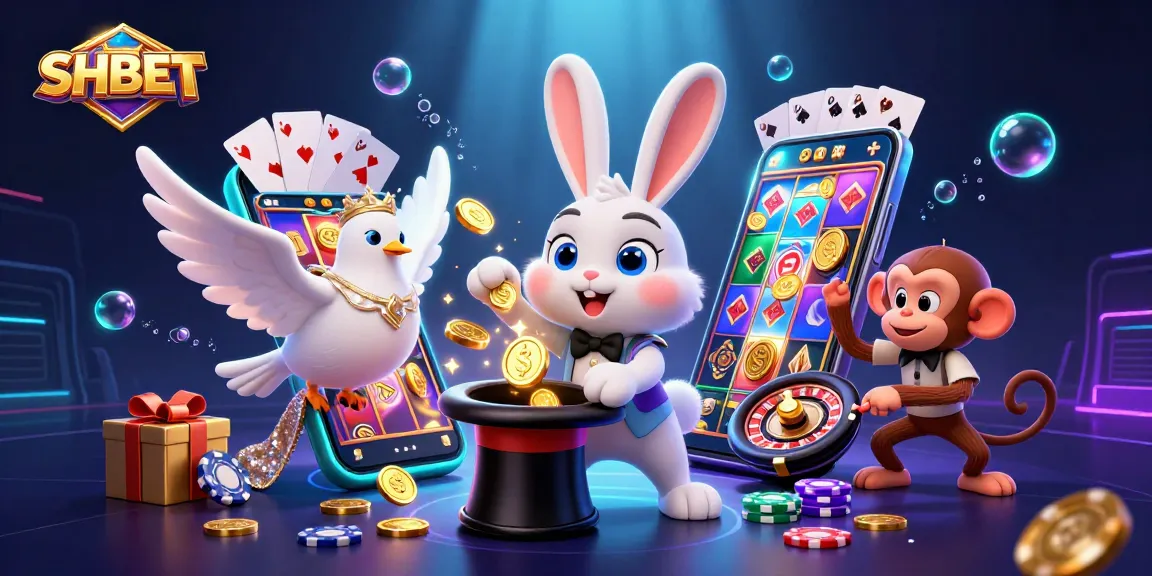 Experience winning with SHBET as a magician bunny pulls golden coins amid casino excitement!