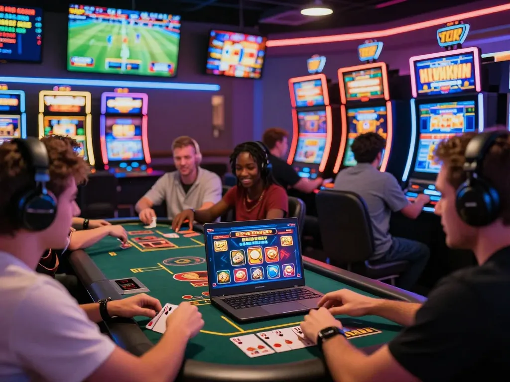 Players enjoying various kuwin online games in a vibrant digital casino atmosphere.
