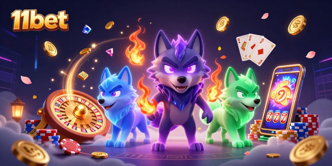 Experience thrilling gaming with 11bet's ghostly wolves among dazzling casino assets.