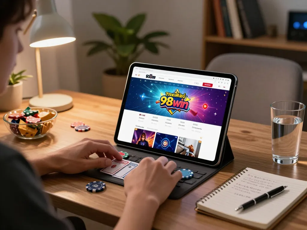 Engage with exciting gameplay at trang chủ 98win through a tablet in a cozy setup.