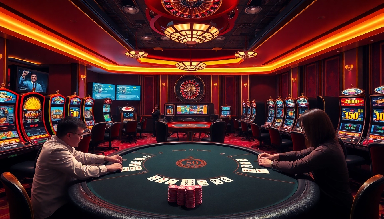 Engaging poker players at a luxurious casino, highlighting Super59 daftar for new members.