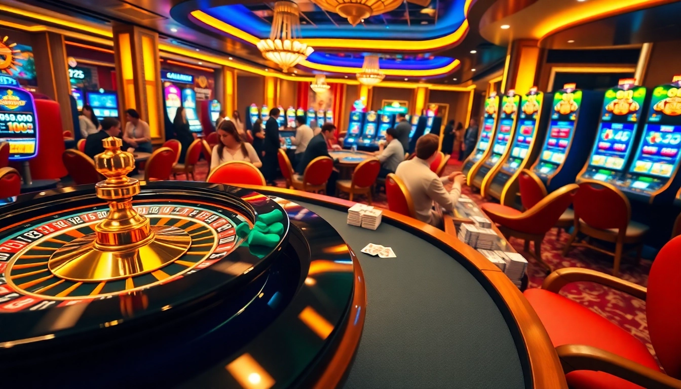 Players enjoying the casino experience at nhà cái 888NEW with vibrant gaming tables and excitement.
