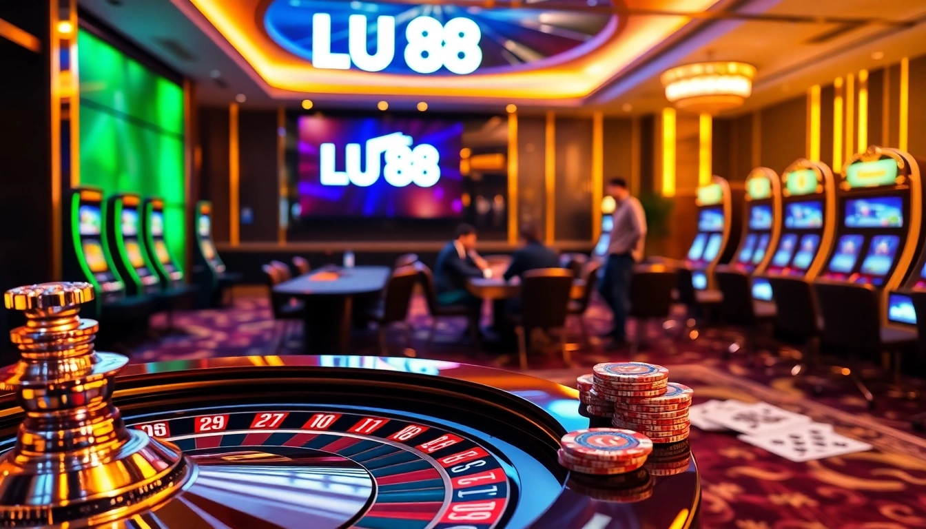 Experience the thrill of gaming at LU 88 casino with vibrant tables and slot machines.