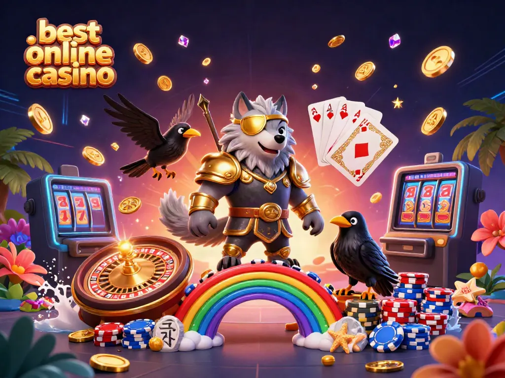 Experience the thrill at the best online casino with Odin and ravens, surrounded by vibrant gaming elements.