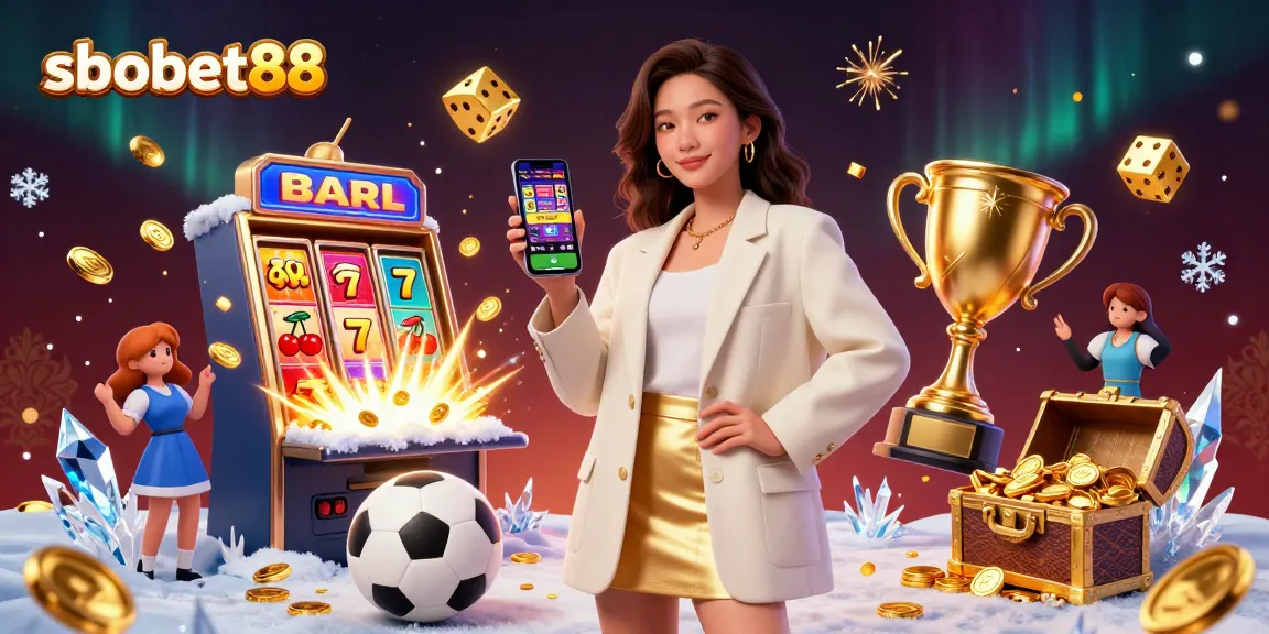 Engage with sbobet88 sports betting on a smartphone, surrounded by dynamic casino elements.