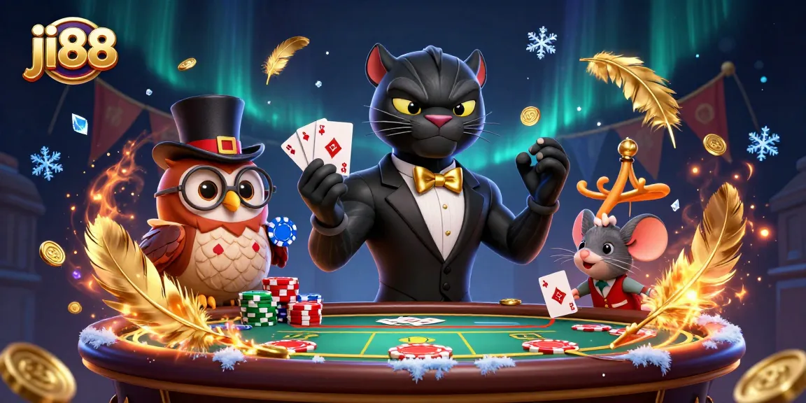 Engage in the excitement of ji88 with a stylish casino scene featuring vibrant characters and dynamic game elements.