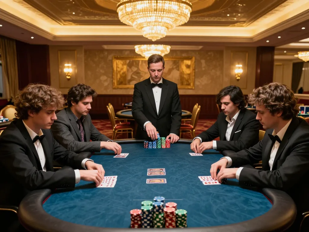 kp88 enhances the excitement at a professional poker game with players engaged in strategic betting.